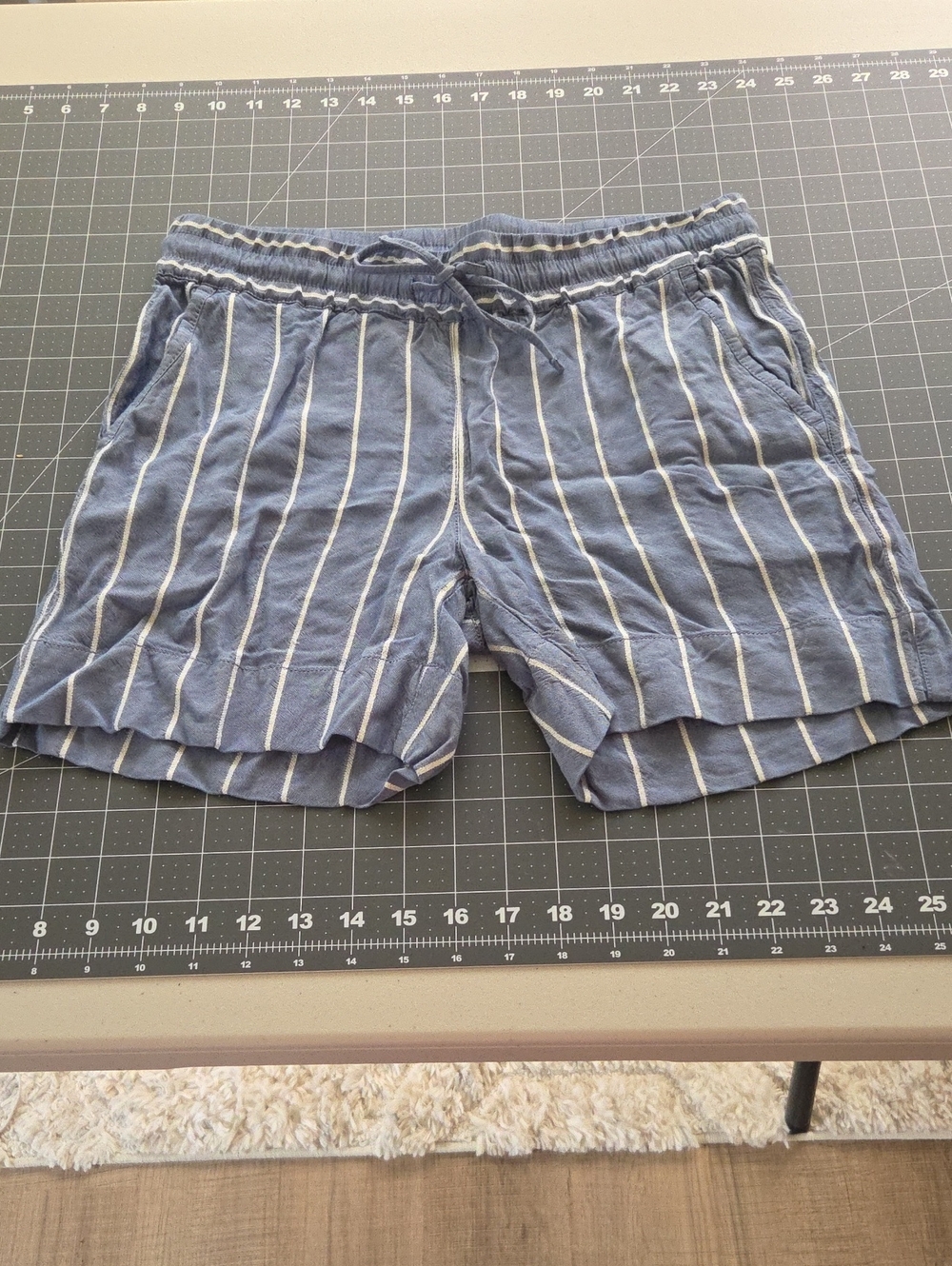 Tommy Bahama Blue and White Striped Linen Shorts